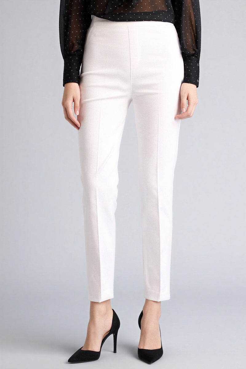 DeFacto White Woman Cigarette Fit Super Skinny Hem Satin Trousers Casual - Image 3